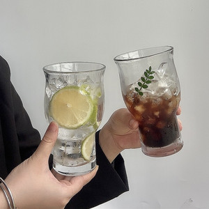小众复古宽口玻璃杯冰美式咖啡杯大容量苏打气泡柠檬饮品杯果茶杯