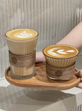 挂耳咖啡杯冰美式拿铁杯子高级感家用透明玻璃水杯防烫茶杯高颜值