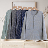 开襟汗衫 中老年纯棉开衫 上衣大码 T恤内衣男士 薄 秋衣老人保暖长袖