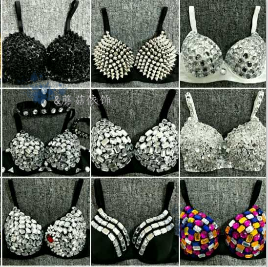 ds夜店演出女歌手风钻石亮片文胸