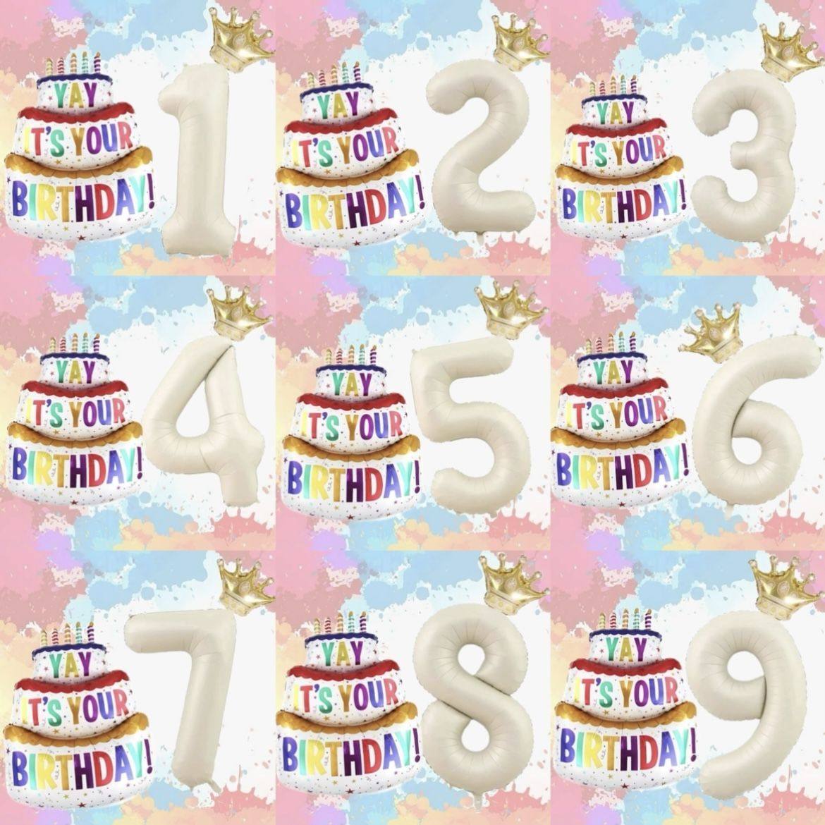 ins蛋糕数字生日气球女孩男孩儿童周岁派对布置场景装饰拍照道具,节庆用品/礼品,发光气球,淘宝优惠券,粉丝福利购,淘宝优惠卷