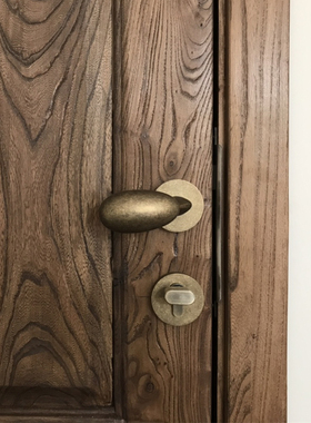 美式仿古铜室内门锁中古风房门锁鸭鹅蛋形把手黄古铜静音磁吸门锁