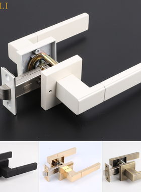 台湾依佰利美式简约室内白色门锁方形门把手浴室锁卫生间静音门锁