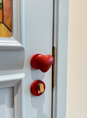 依佰利美式球形锁红色爱心门把手通用型卧室内金色轻奢静音房门锁