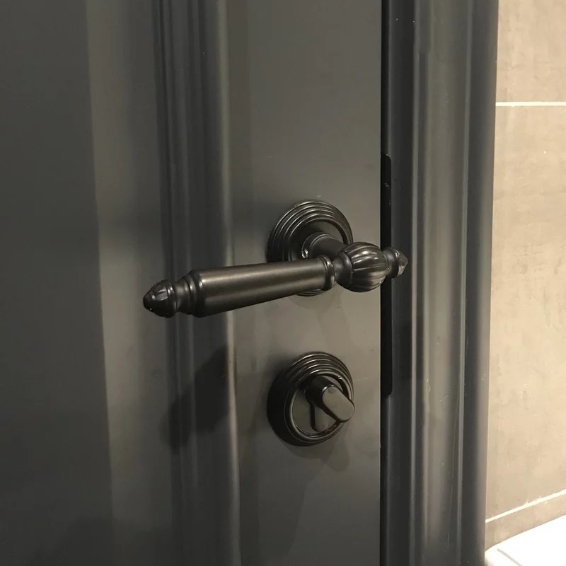 依佰利黑色门锁北欧室内实木门欧式仿古房门锁具美式金色静音门锁