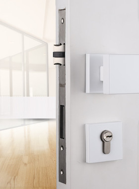 依佰利白色门锁简约美式室内正方形门把手烤漆纯白球形静音房门锁