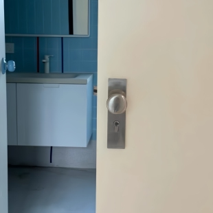 依佰利拉丝不锈钢球形锁连体双开门锁室内房门卧室银色静音门把手