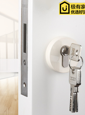 依佰利纯白色辅助锁闭锁拉丝银地锁镜面不锈钢防盗锁亮金隐形门锁