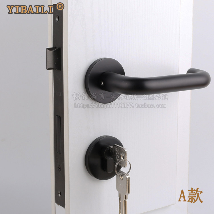 依佰利台湾美式黑色卧室分体锁图片