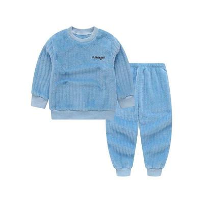 2021 New Winter Solid Kids Pajamas Suits Warm Pyjamas For Bo