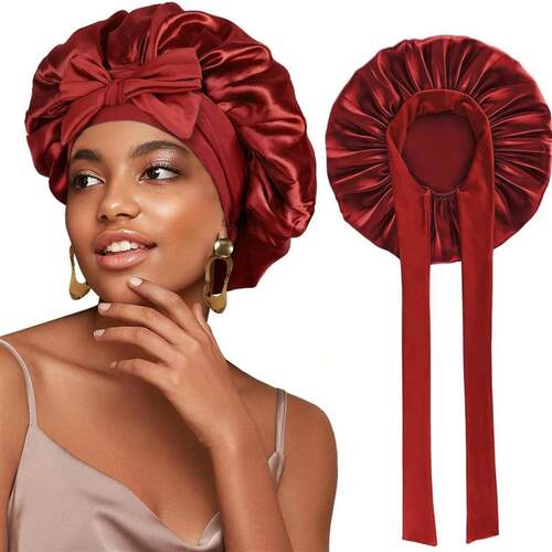 Silk Bonnet for Sleeping, Satin Hair Wrap Cap for Women, Dou