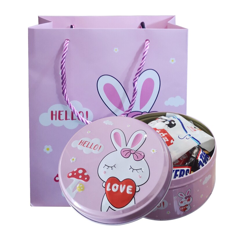 大白兔奶糖糖果礼盒圆形铁盒114g*2袋组合礼盒装结婚喜糖配礼袋