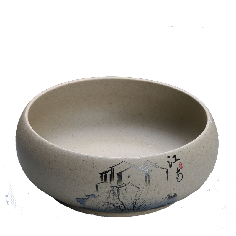 水養(yǎng)無(wú)孔陶瓷花盆富貴竹盤(pán)銅錢(qián)草綠蘿水培花盆粗陶紫砂青瓷碗蓮盆