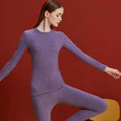 小圆领秋衣双面德绒自发热长袖 单件上衣 保暖内衣女加绒加厚打底衫