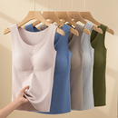 上衣 无袖 女士德绒圆领吊带背心带胸垫内搭保暖秋冬季 打底2023新款