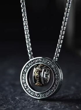 新品新款复古灵动貔貅双环项链牌