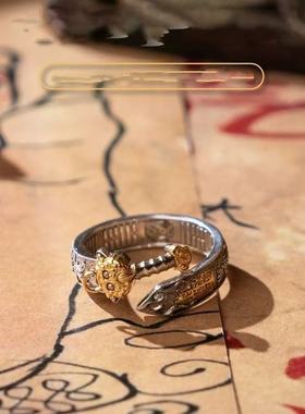 镀925银新品新款道家七星剑戒指