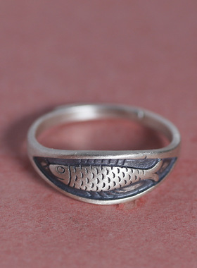 经典时尚流行复古锦鲤鱼款戒指咸