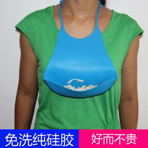 包邮免洗纯硅胶围兜成人饭兜 老人防水围嘴口水兜老人围兜大号