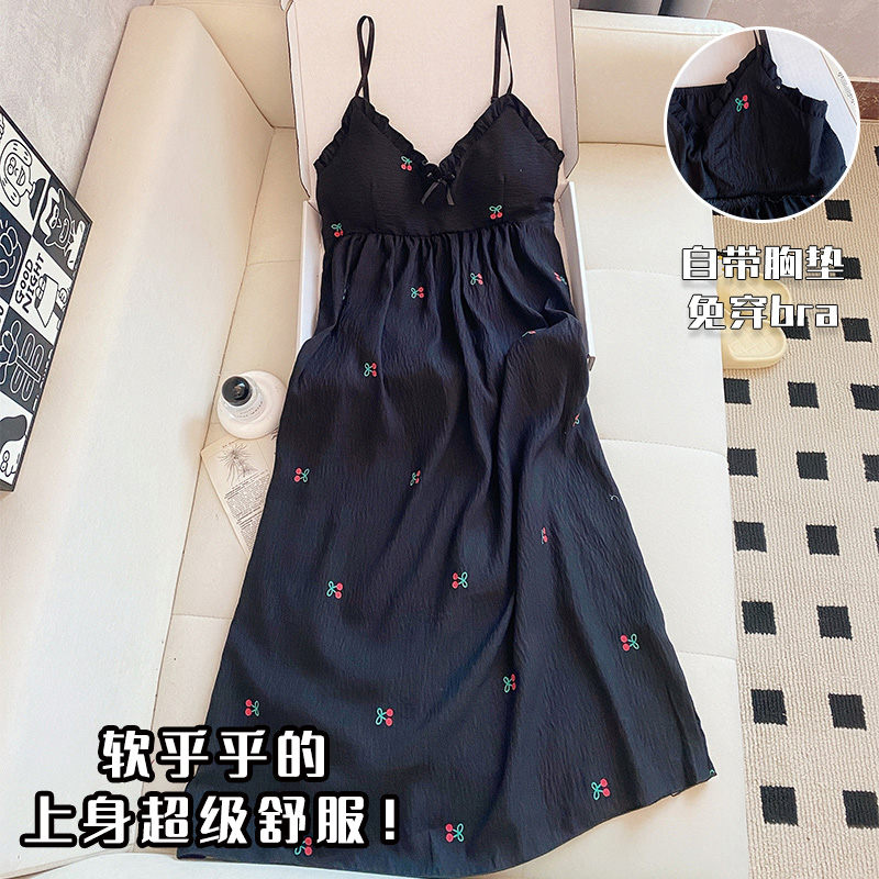 睡裙女夏季性感吊带云朵棉
