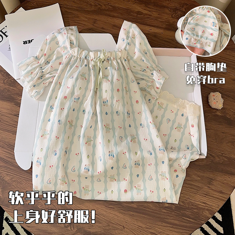可爱草莓小熊薄款家居服