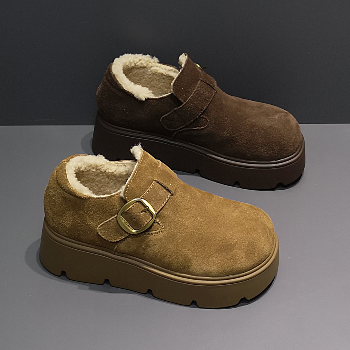 2025冬季新款加绒保暖脖肯雪地棉靴女羊羔绒皮带扣魔术贴厚底增高,女鞋,时尚雪地靴,淘宝优惠券,粉丝福利购,淘宝优惠卷