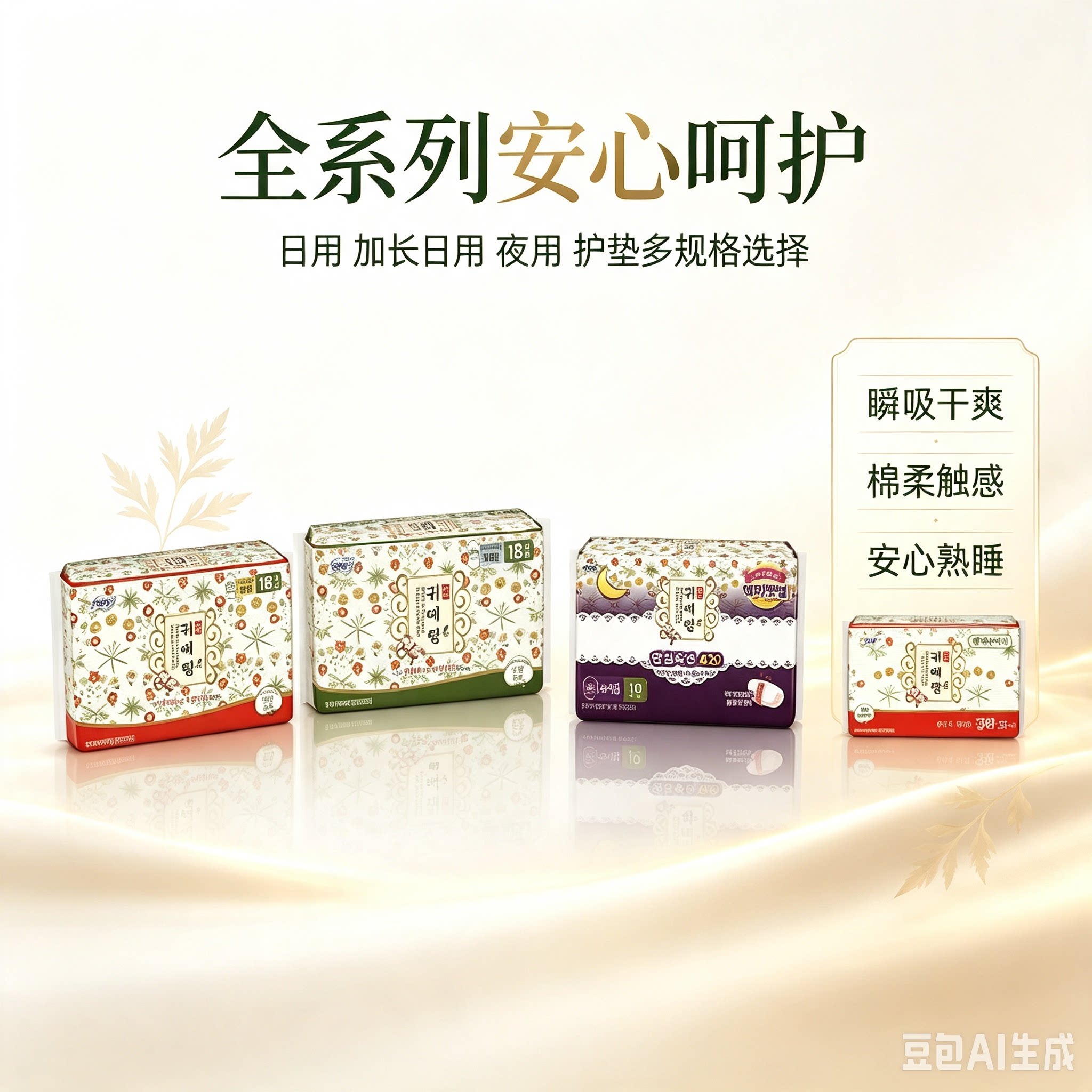 韩国进口LG贵爱娘日夜用中草药卫生贵艾朗姨妈巾干爽产后棉柔护垫