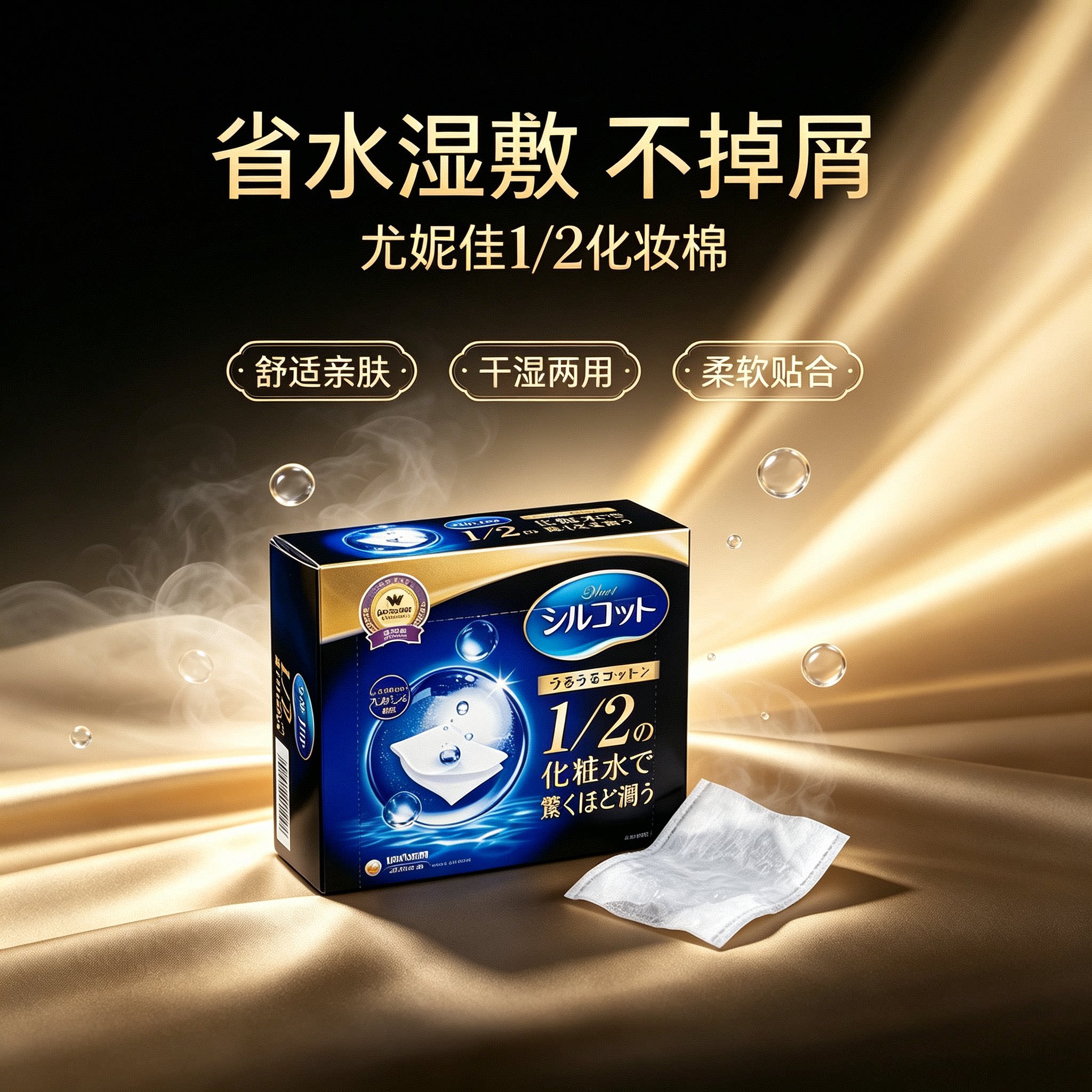 尤妮佳化妆棉1/2超薄省水40片日本大赏正品丝薄湿敷补水女卸妆棉