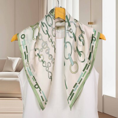 【链条】爱马女士春夏款桑蚕丝真丝素绉薄款透气百搭设计感小方巾