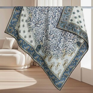 【木棉树】复古气质桑蚕丝双面异色90羊毛丝巾百搭真丝围巾披肩