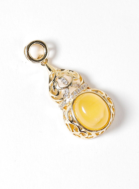 铜镶蜜蜡葫芦吊坠