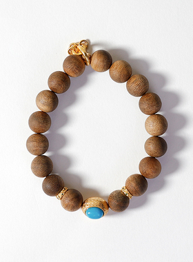 【爱华尚珠宝 双十一专场】沉香圆珠绿松蛋面手串