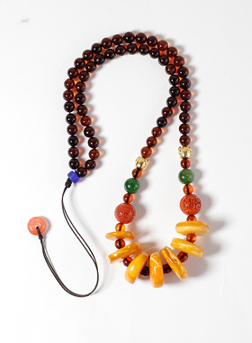 琥珀平安扣项链