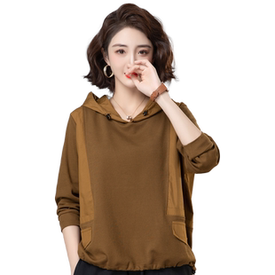 休闲短款连帽卫衣女2026年春秋新款韩版宽松大码时尚拼接套头上衣