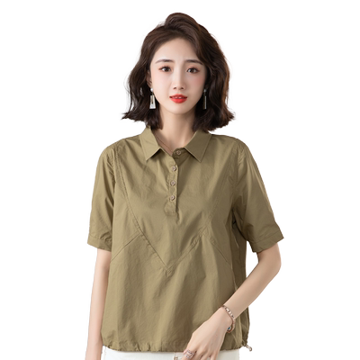 薄款翻领衬衫女2024年夏季