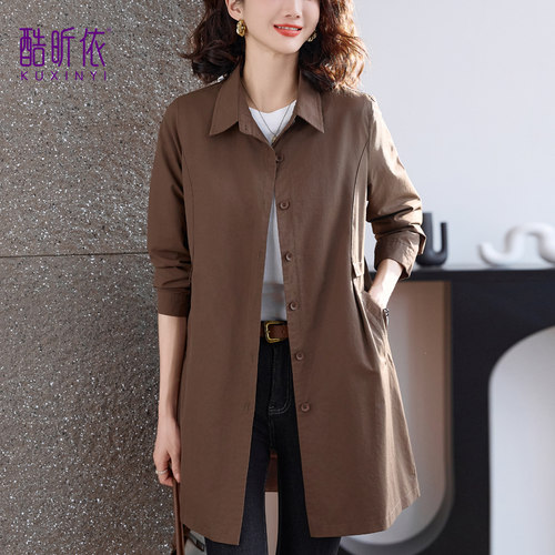 中长款休闲翻领风衣女2026年