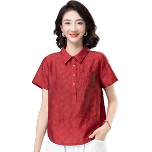 小个子短款翻领衬衫女2026年夏季新款韩版宽松大码短袖纯色T恤薄