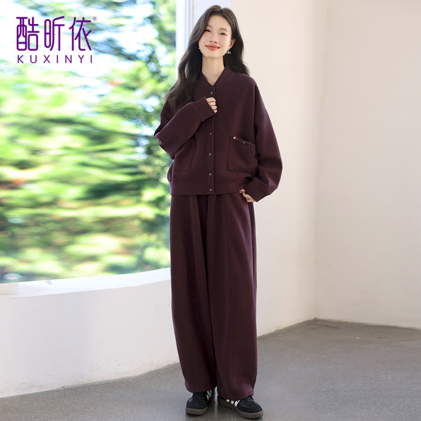 小个子时尚休闲套装女2026年春秋新款宽松大码减龄卫衣阔腿裤套装