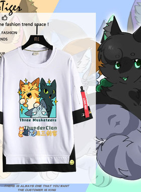 猫武士 Warriors Cats周边雷族三剑客夏季短袖T纯棉男女纯棉上衣