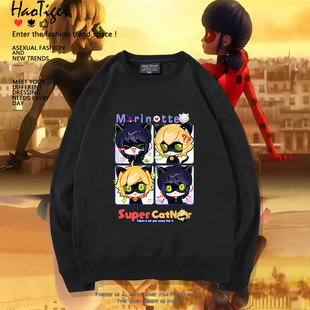 瓢虫雷迪周边黑猫诺儿马丽娜动漫吧唧同人二次元圆领卫衣春秋上衣