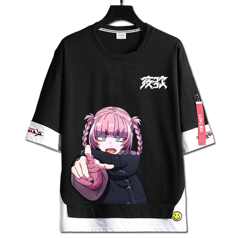 彻夜之歌七草荠周边短袖T恤二次元动漫纯棉男女宽松痛衣服假两件