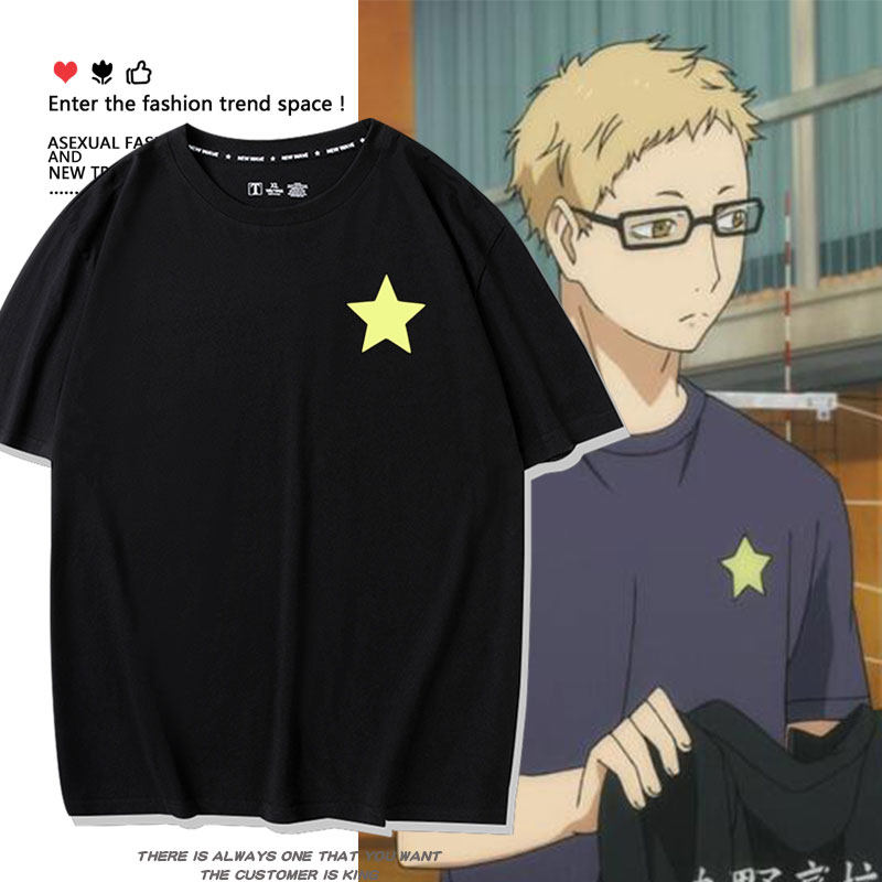 排球少年动漫联名周边月岛莹同款cos短袖T恤男女夏纯棉二次元衣服