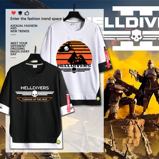 绝地潜兵2地狱潜者ps5游戏steam周边同款青少年短袖T恤男夏季纯棉