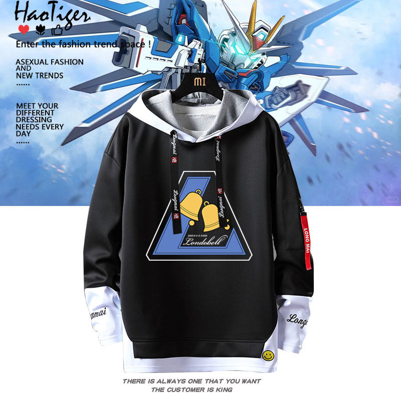 机动战士高达UC周边 朗德贝尔标志图案男女假两件卫衣二次元上衣