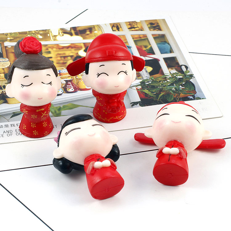 情侣娃娃新郎新娘婚礼蛋糕微景观摆件奶油胶dy卡通公仔配件材料