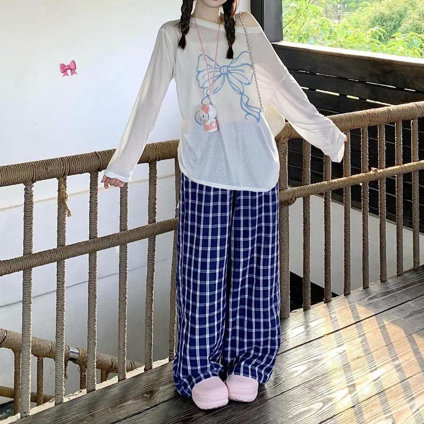 夏季甜美风薄款长袖t恤女罩衫