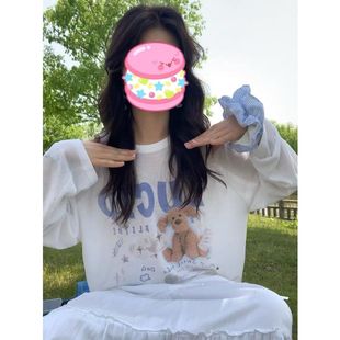 宽松设计感小众简约罩衫 白色薄款 2025新款 微透长袖 上衣 t恤女夏季
