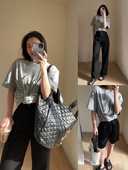 remerci 波兰小众廓形可拆卸直角肩垫肩宽松T恤短袖