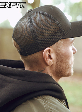 FLEXFIT男士网眼棒球帽美式硬顶鸭舌帽春夏防晒遮阳卡车司机帽子