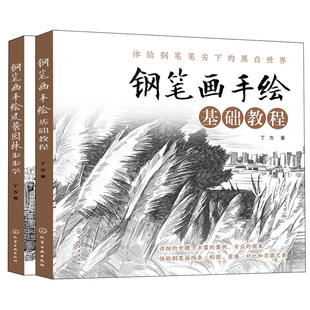 钢笔画手绘基础教程+钢笔画手绘风景园林步步学 2册 钢笔画线条构图质感表象技法 钢笔画绘画入门教程 钢笔风景园林绘画技法图书籍